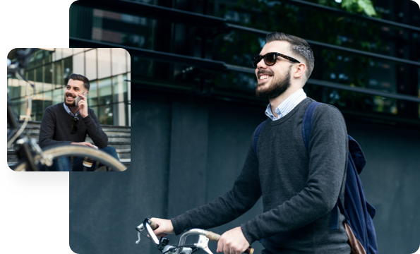 Man walking with a bike