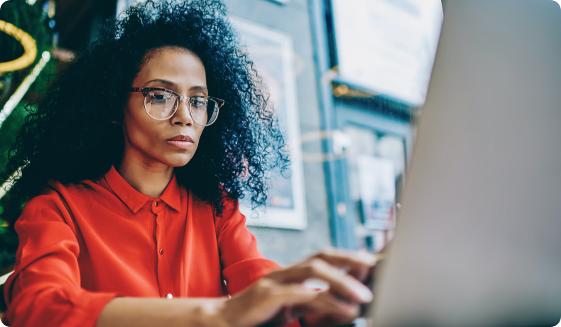 Woman working on laptop