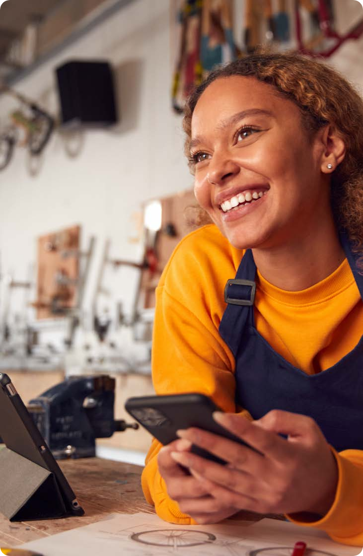 Portrait of happy woman in office