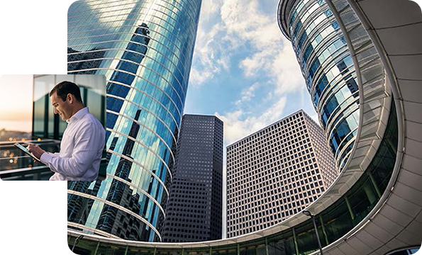 Texas Business Banking - Portrait of Dallas, portrait of a businessman on his tablet