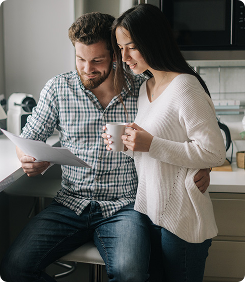 Couple looking at papers