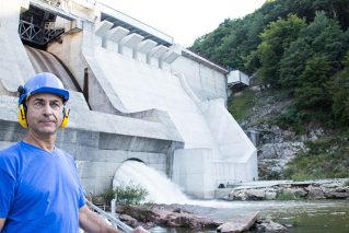 Portrait of worker at hydroelectric power plant