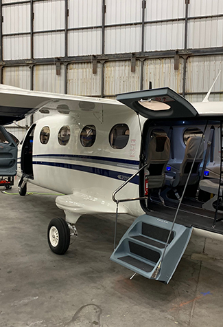 Private airplane in hangar