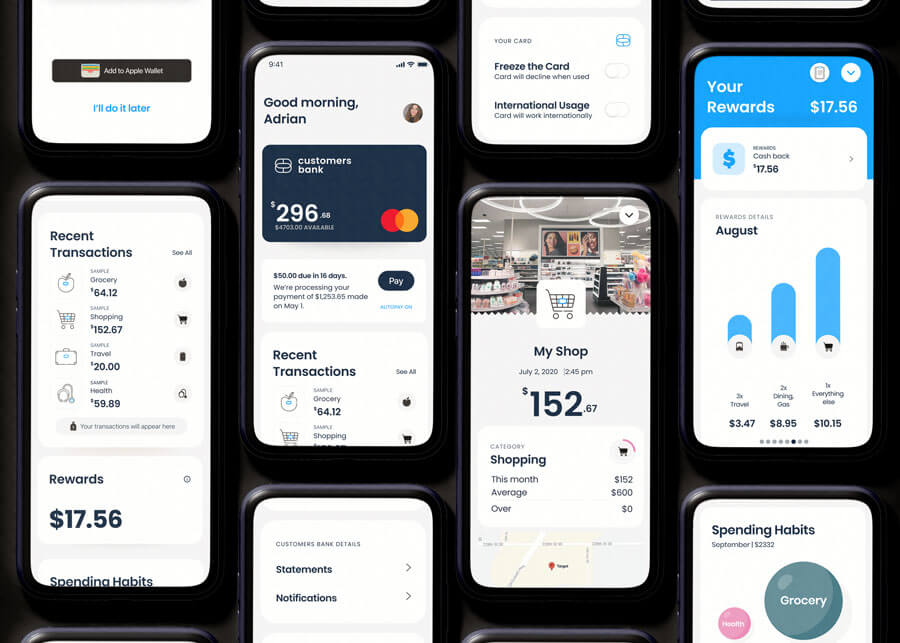 grid grid of phone screenshots
