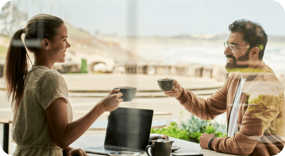 Two people having coffee